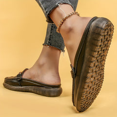 Women's Metal Decor Mules Breathable Flats Slip On Shoes