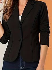 Basic Blazer Solid Button Up Long Sleeve Slim Fit Blazer