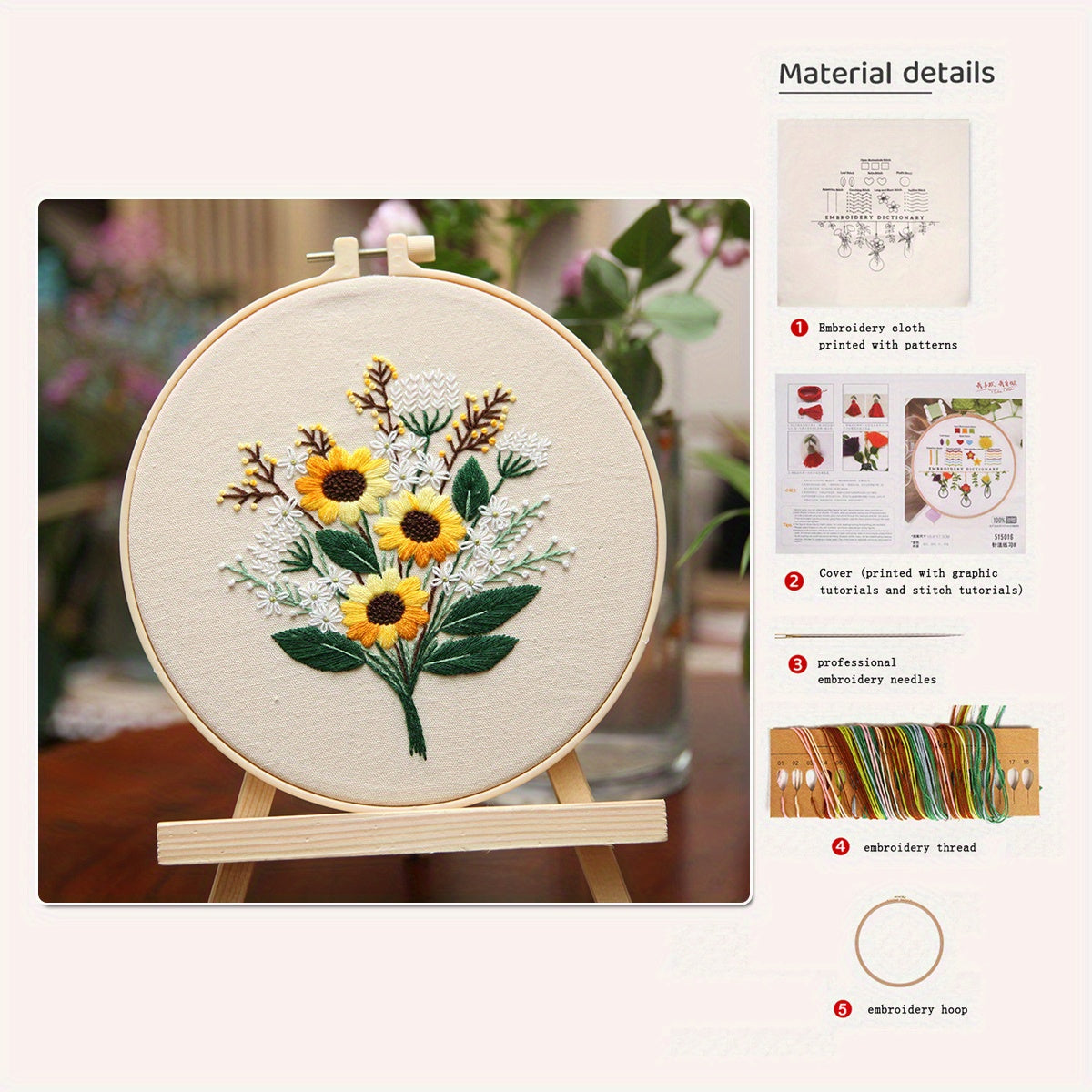 Floral Embroidery Starter Kit for Beginners - Cross Stitch Kit