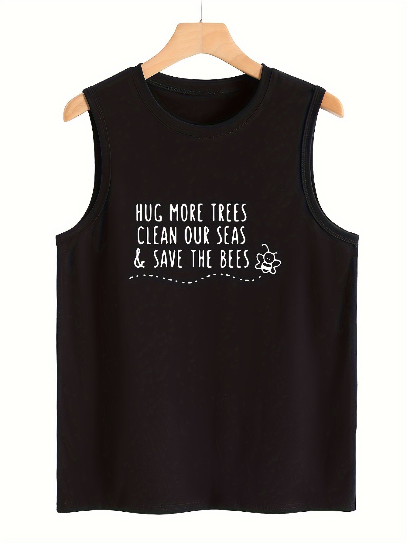 Bee & Letter Pattern Sports Vest Sleeveless Top