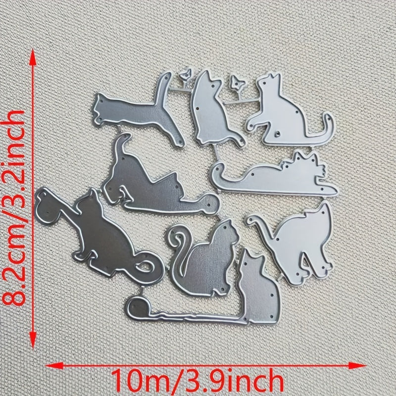 9pcs Cat Cutting Dies Metal Stencils for DIY Scrapbooking Supplies