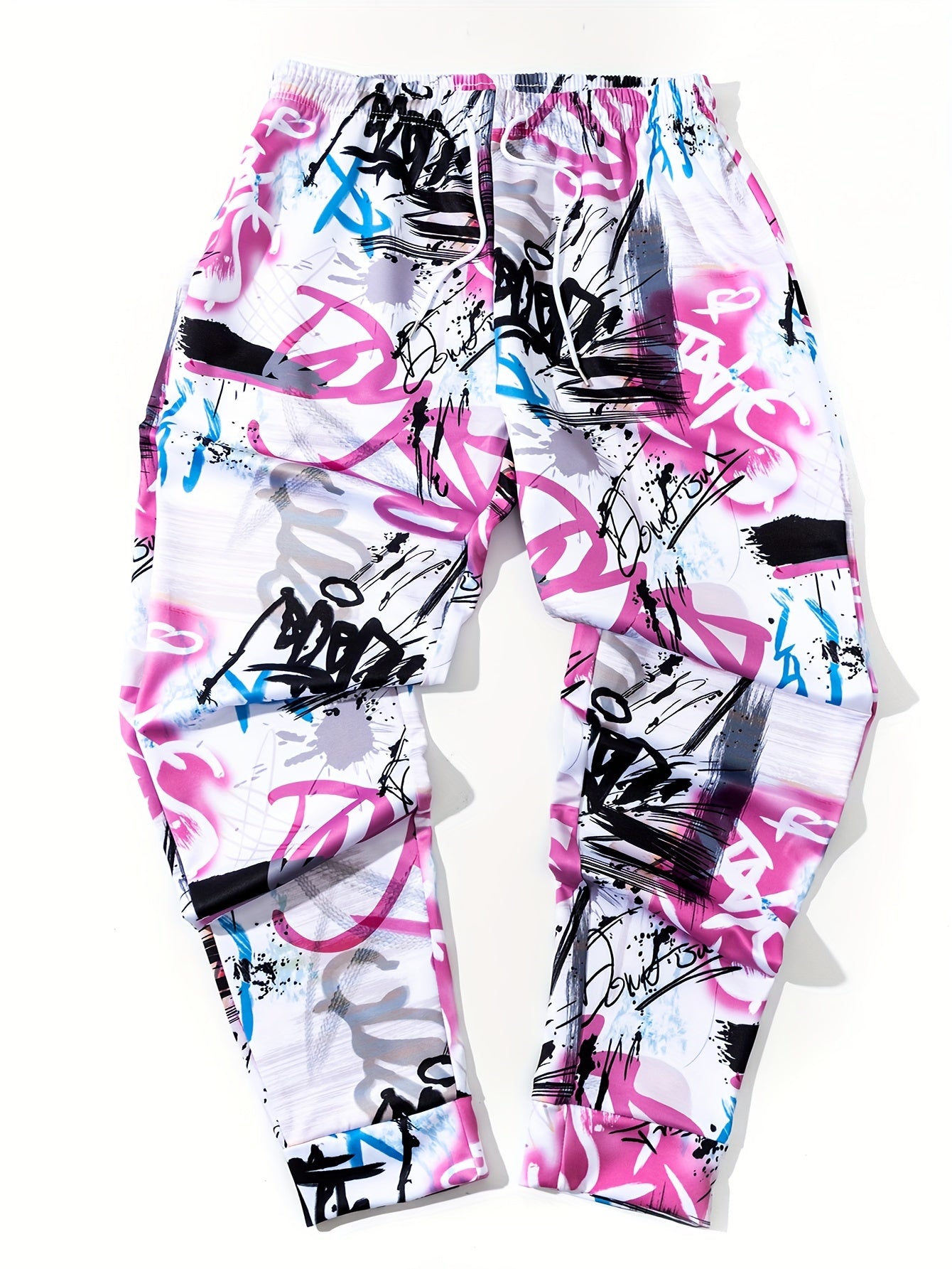Graffiti Series Drawstring Sweatpants Loose Fit Pants Men's Casual Joggers