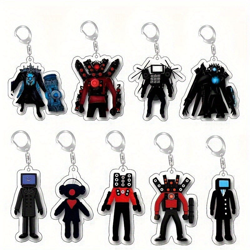 Funny Toilet Man TV Man Keychain Keyring Creative Bag Pendant Key Chain