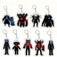 Funny Toilet Man TV Man Keychain Keyring Creative Bag Pendant Key Chain
