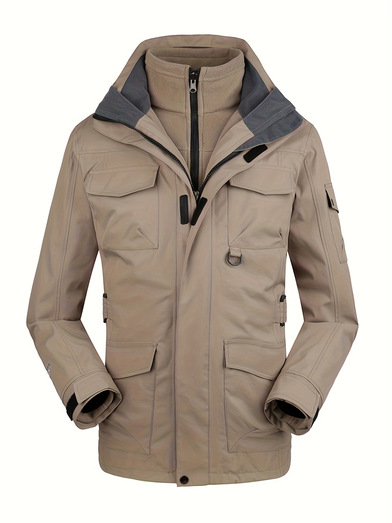 Men's 3 In 1 Outdoor Sports Zip Jacket Waterproof Hiking Jacket