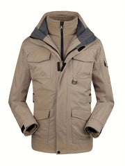 Men's 3 In 1 Outdoor Sports Zip Jacket Waterproof Hiking Jacket