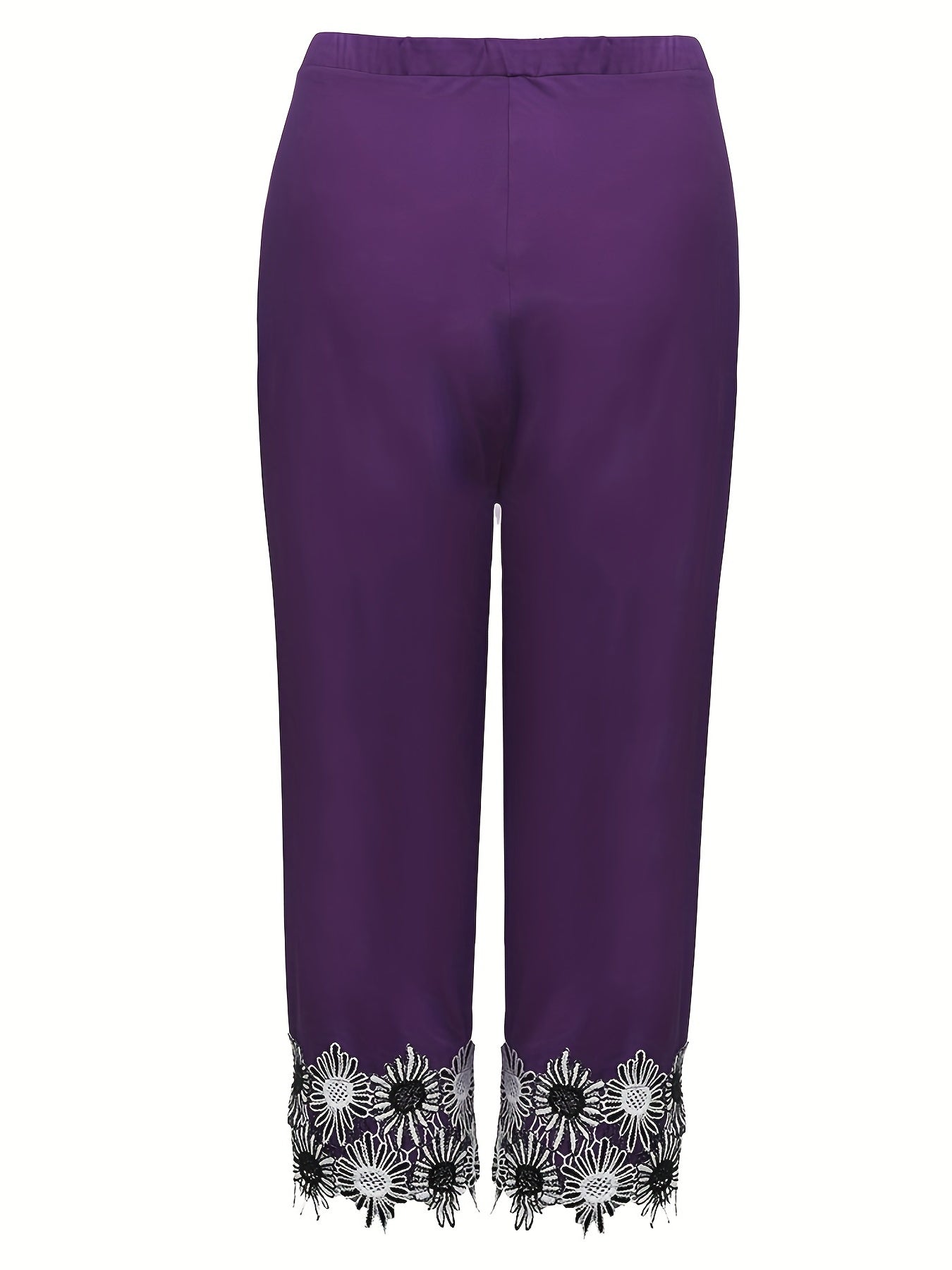 Sexy Leggings Women's Plus Frill Trim Elastic High Rise