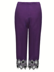 Sexy Leggings Women's Plus Frill Trim Elastic High Rise