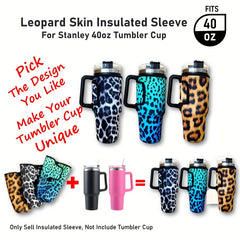Waterproof Leopard Skin Insulated Bottle Sleeve for 40oz Water Bottle