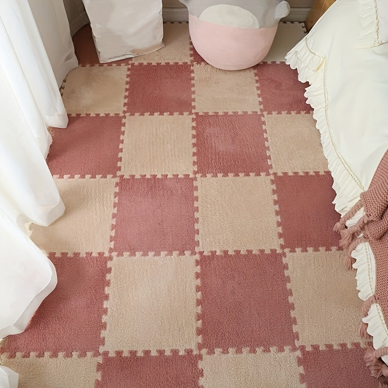 12pcs Plush Puzzle Floor Mat Bay Window Mat Seat Squares