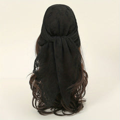 Rose Embroidery Gauze Square Scarf Lace Bandana Women Casual Head Wrap