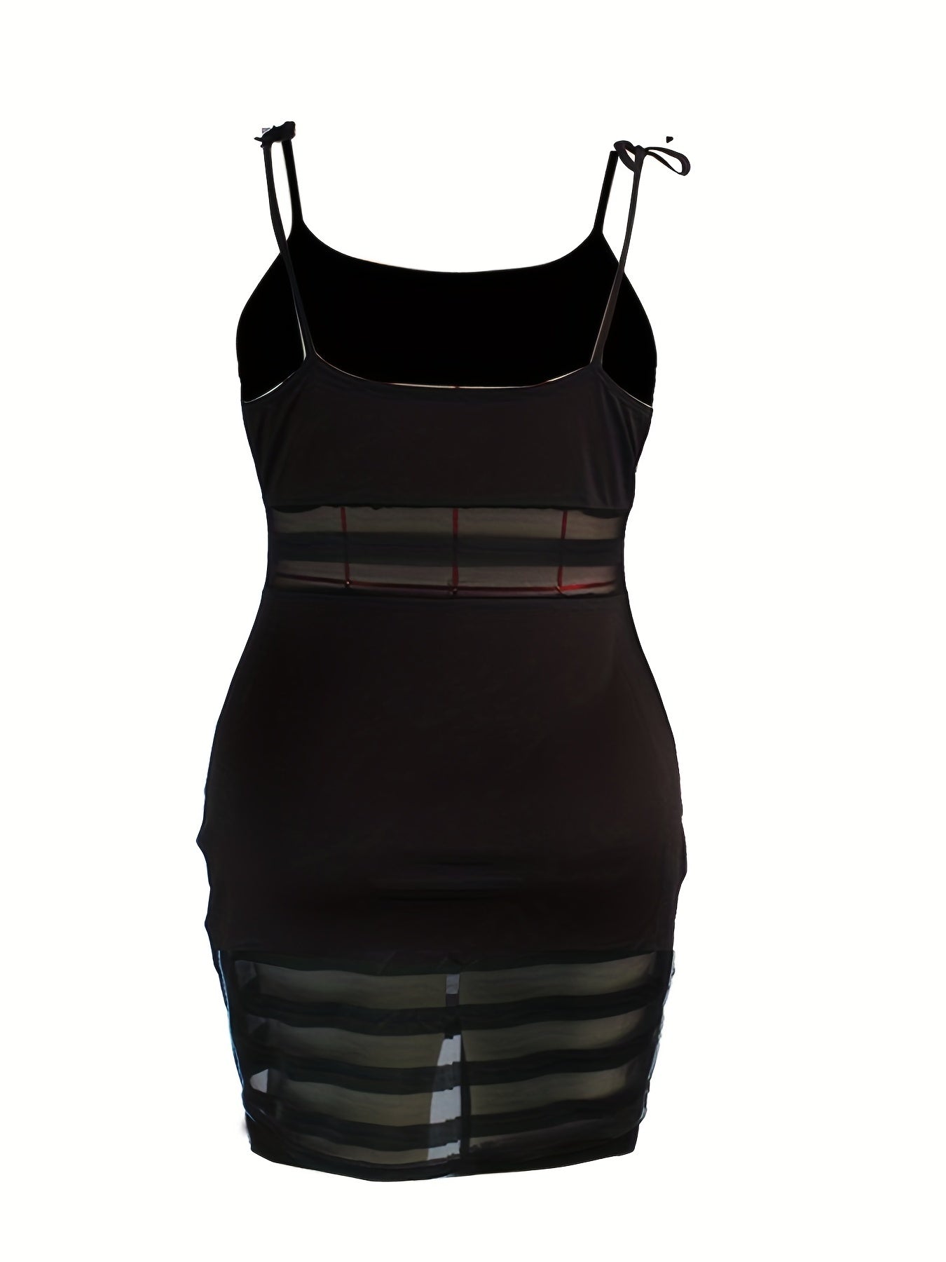 Sexy Bodycon Dress Women's Plus Semi Sheer Contrast Mesh Cami Bodycon