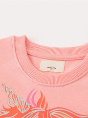 Girls Unicorn Print Crew Neck Sweatshirt for Sports Casual Outfit
