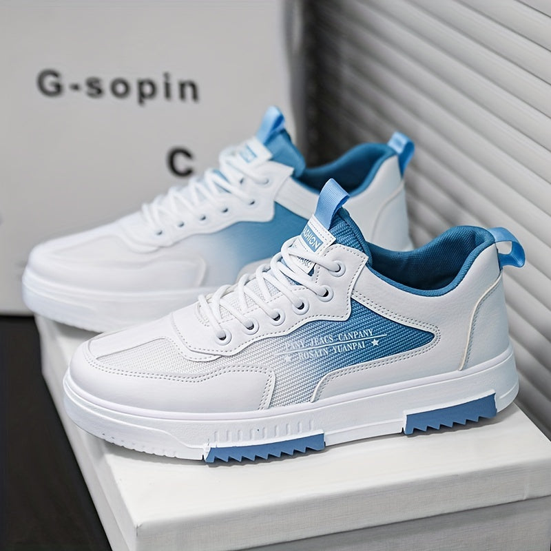 Men's Letters Print Mesh Sneakers Lace Up Casual Walking Shoes