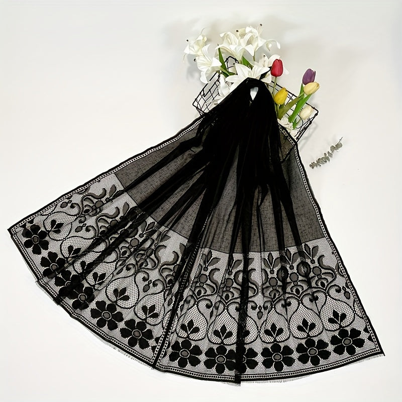 Boho Floral Embroidery Scarf Large Shawl Thin Breathable Head Wrap