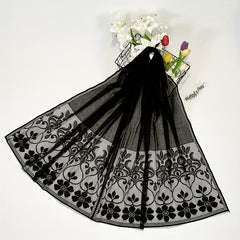 Boho Floral Embroidery Scarf Large Shawl Thin Breathable Head Wrap