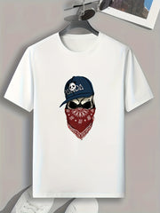 Skull Print Men's Graphic T-shirt for Summer