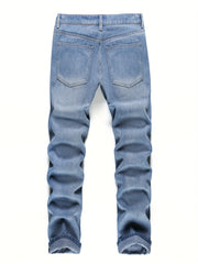 Casual Ripped Cotton Jeans Men's Street Style Denim Pants