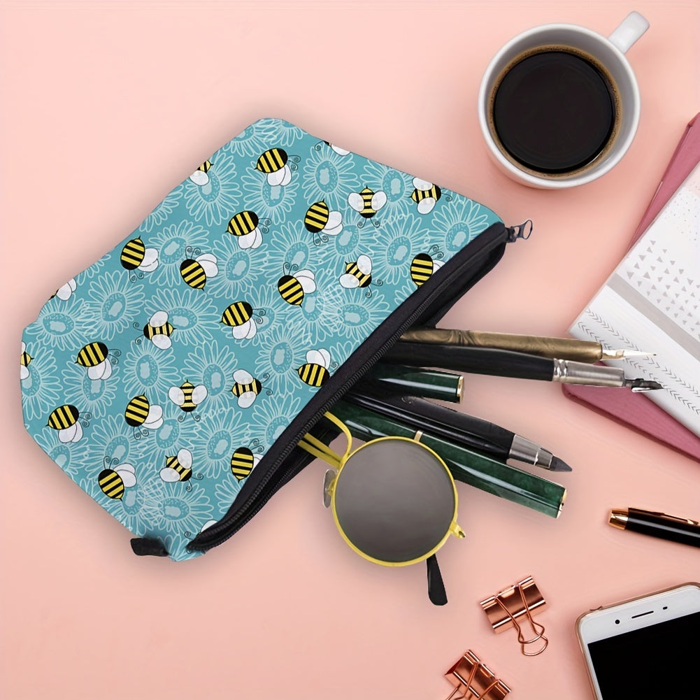 Women's Small Toiletry Bag Bee Design Makeup Pouch Travel Cosmetic Organizer