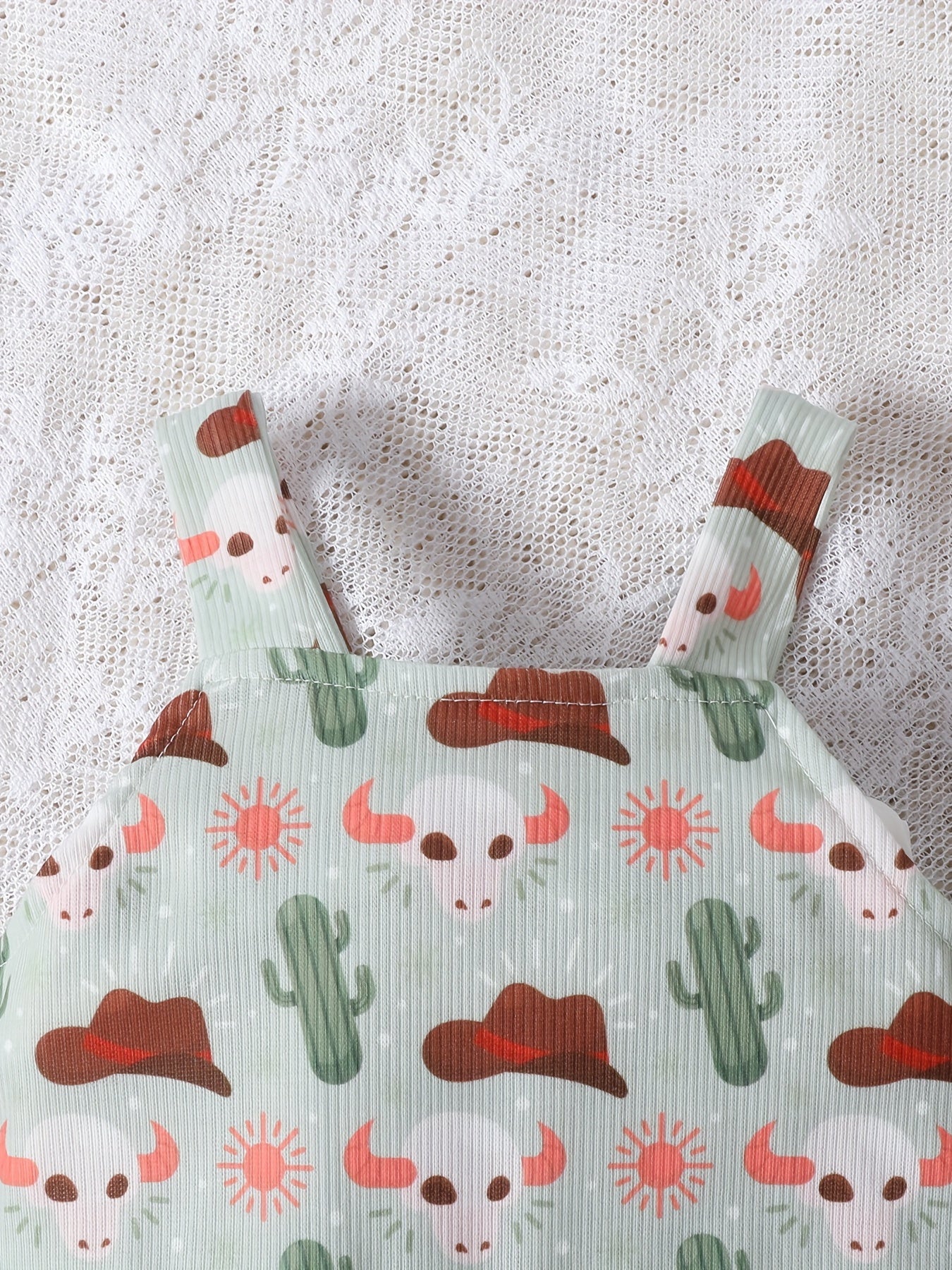 Baby Girls Sleeveless Jumpsuit Western Cowboy Print