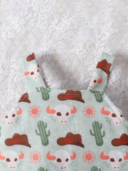 Baby Girls Sleeveless Jumpsuit Western Cowboy Print