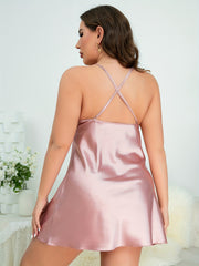 Sexy Satin Spaghetti Strap Criss Cross Cami Sleep Dress