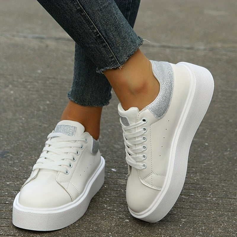Glitter Platform Skate Shoes Low Top Sports Sneakers