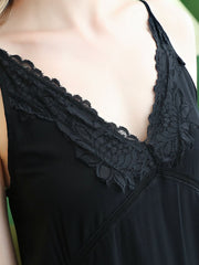 Women's Lace Trim Soft Lounge Dress