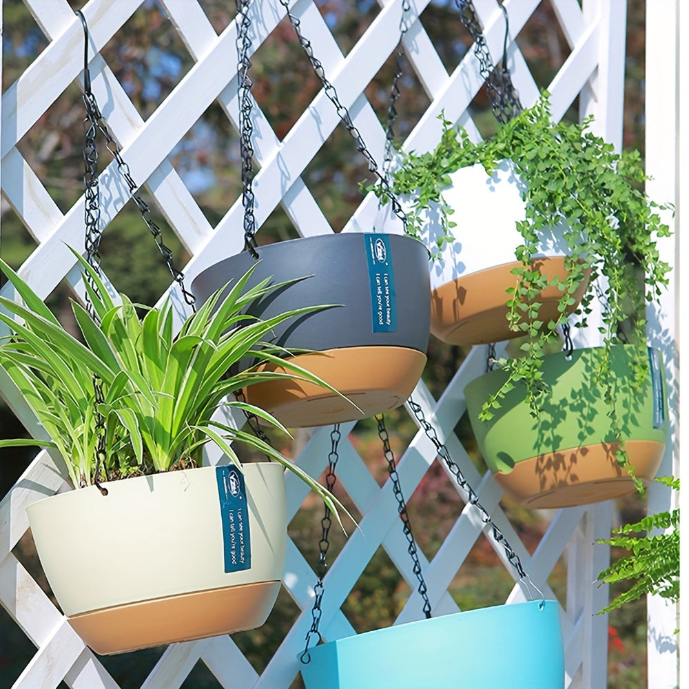 Plastic Hanging Planters Outdoor Indoor Flower Pots Dark Grey