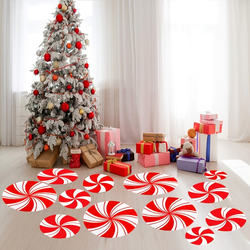 12pcs Red Candy Stickers Christmas Decoration
