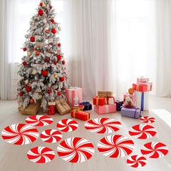 12pcs Red Candy Stickers Christmas Decoration