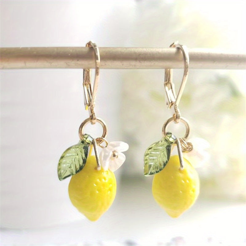 Glass Lemon Drop Earrings for Girls