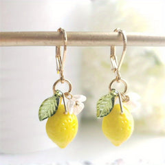 Glass Lemon Drop Earrings for Girls