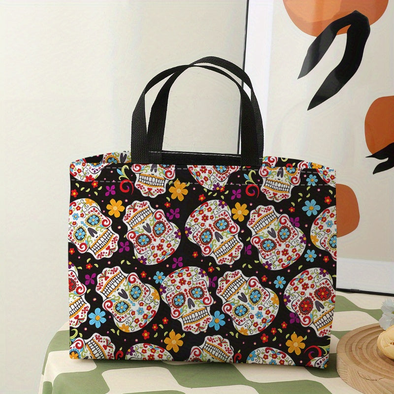 Colorful Skull Pattern Lunch Bag Waterproof Insulated Bag