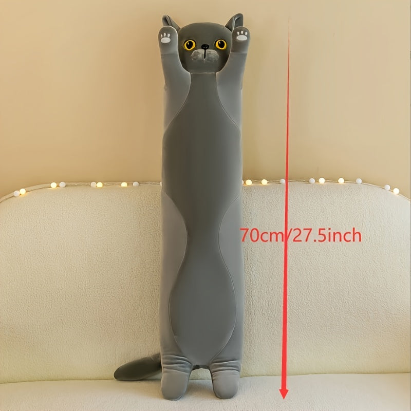 Long Strip Cat Doll Plush Throw Pillow Cushion Cat Toy for Bed or Sofa