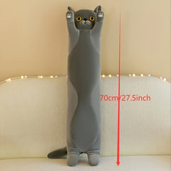 Long Strip Cat Doll Plush Throw Pillow Cushion Cat Toy for Bed or Sofa