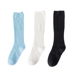 3 Pairs Solid Calf Socks Knee High Stockings & Hosiery