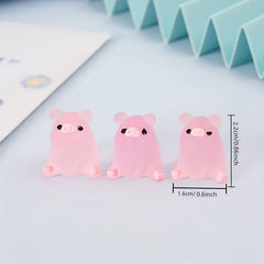 6pcs Glow Dark Mini Resin Piggy Piggy Mini Statue Micro Landscape
