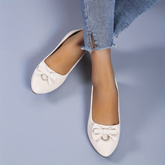 Women's Bowknot Rhinestone Flat Shoes Pointed Toe Slip On Elegant