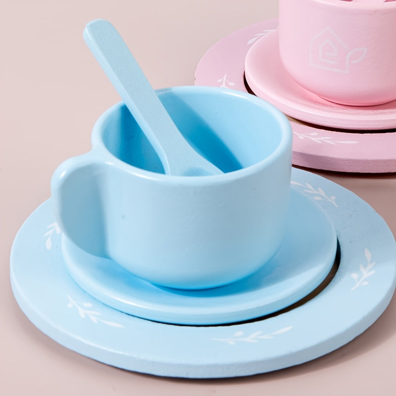 Wooden House Tea Set for Kids - Pretend Play Kitchen Toy
