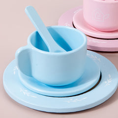Wooden House Tea Set for Kids - Pretend Play Kitchen Toy
