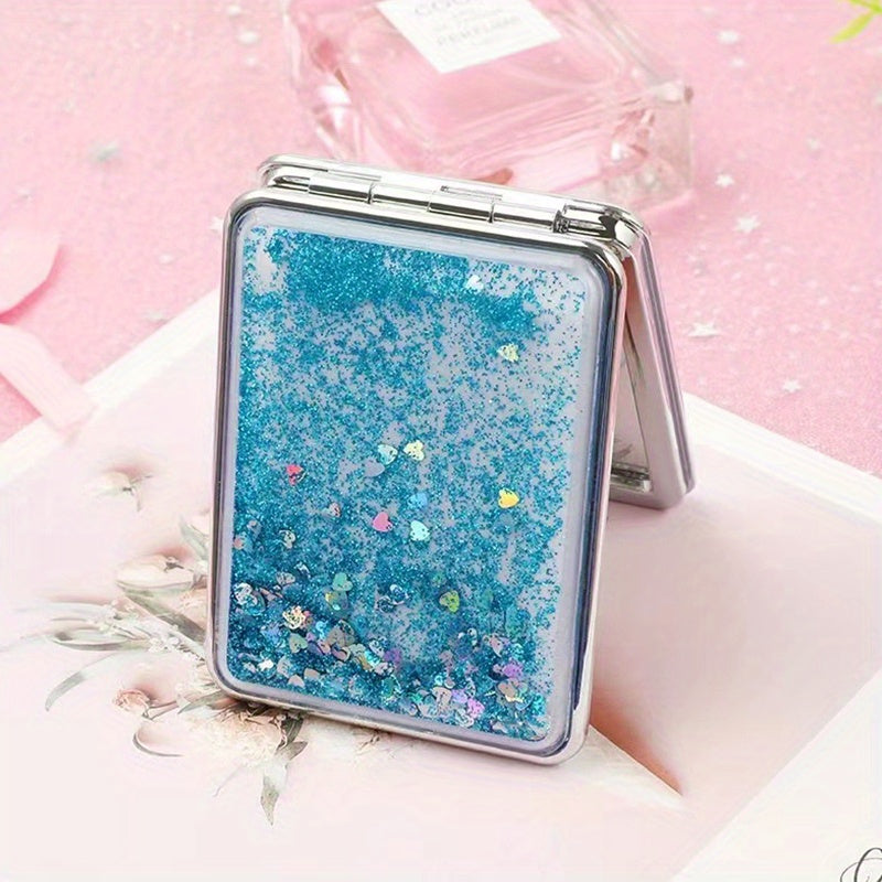 Double-Sided Sparkly Glitter Quicksand Makeup Mirror