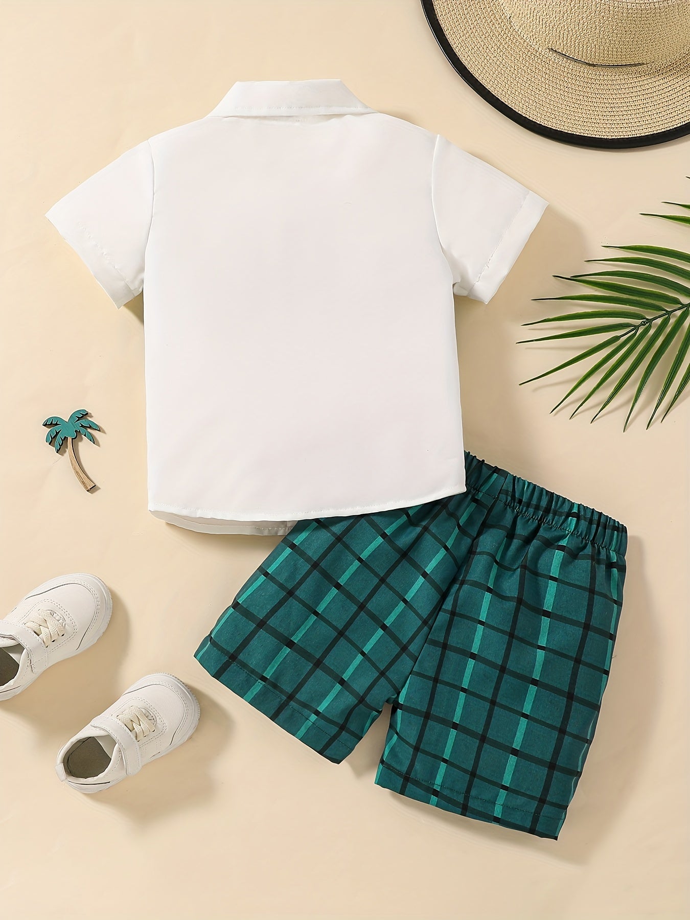 Boys Plaid Shirt & Shorts Set