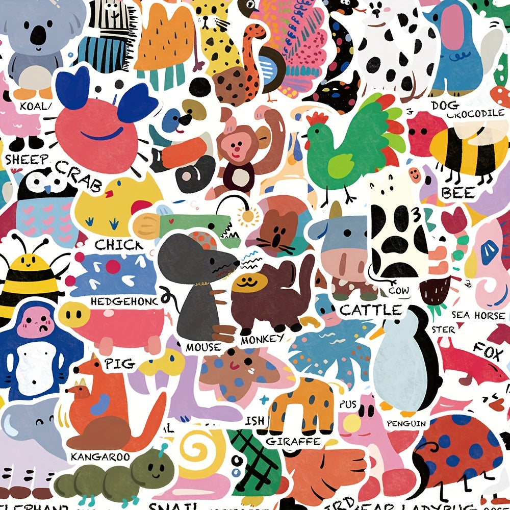 50pcs Cartoon Animal Puzzle Stickers Laptop Phone Water Cup Guitar Skat