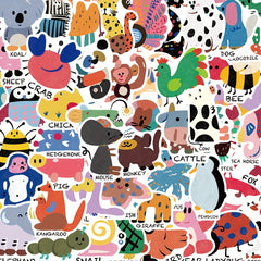 50pcs Cartoon Animal Puzzle Stickers Laptop Phone Water Cup Guitar Skat
