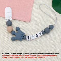 Personalized Silicone Crown Pacifier with Anti Drop Chain - Easter Gift