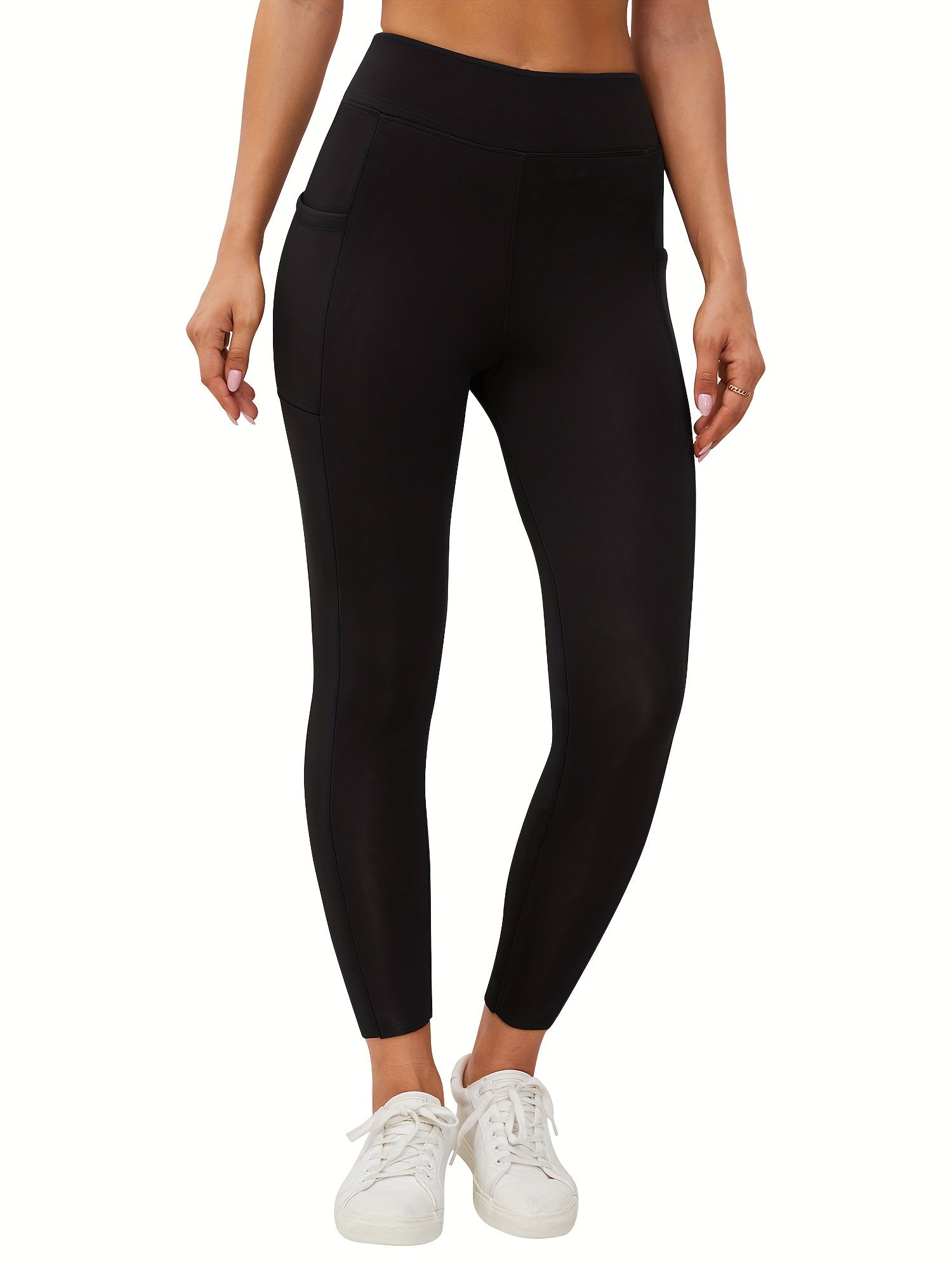 High Waist Fleece Liner Yoga Pants Side Pocket Slimming Yoga Leggings