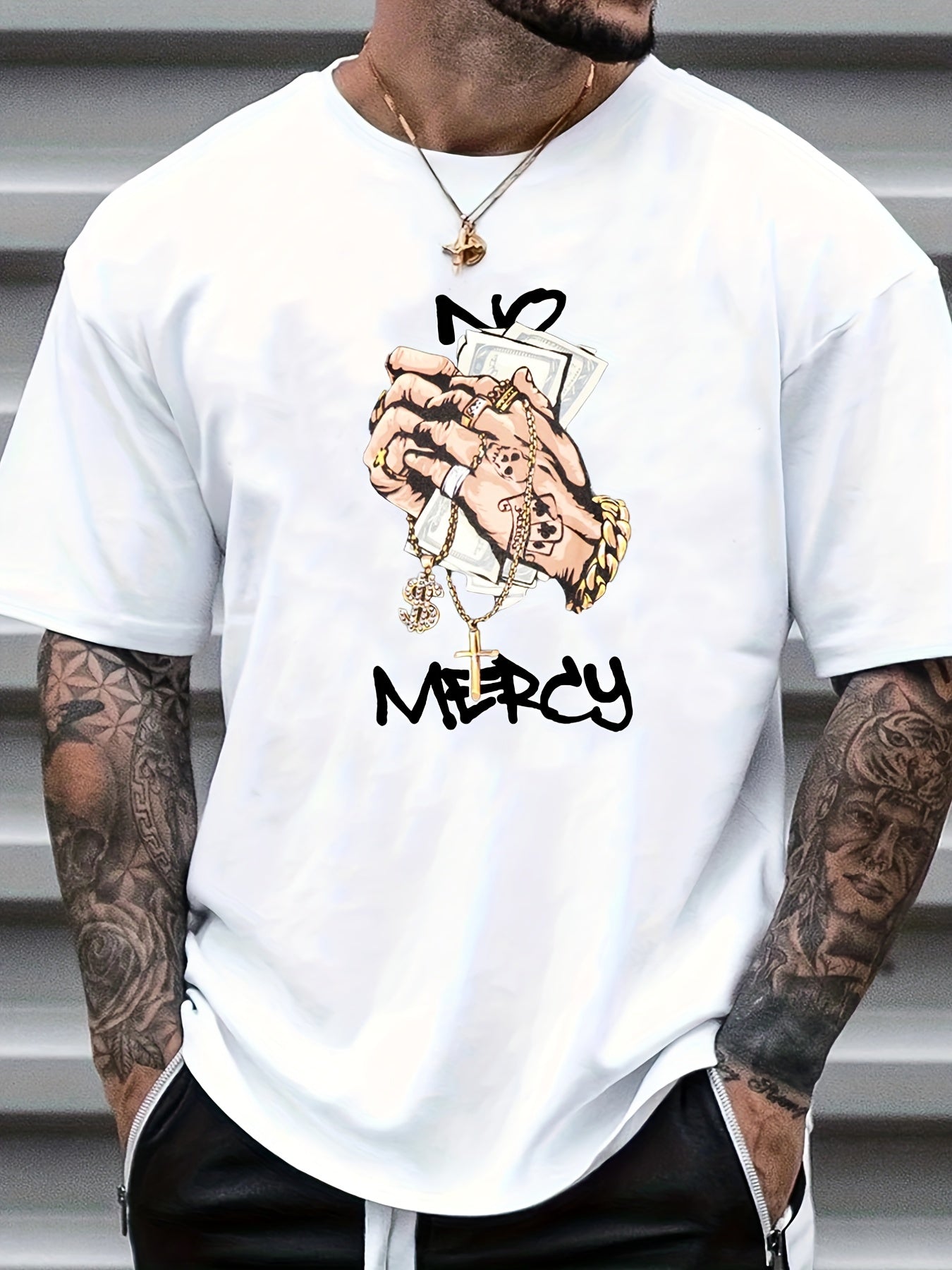 Cartoon Money Print Men's Graphic Tee for Summer
