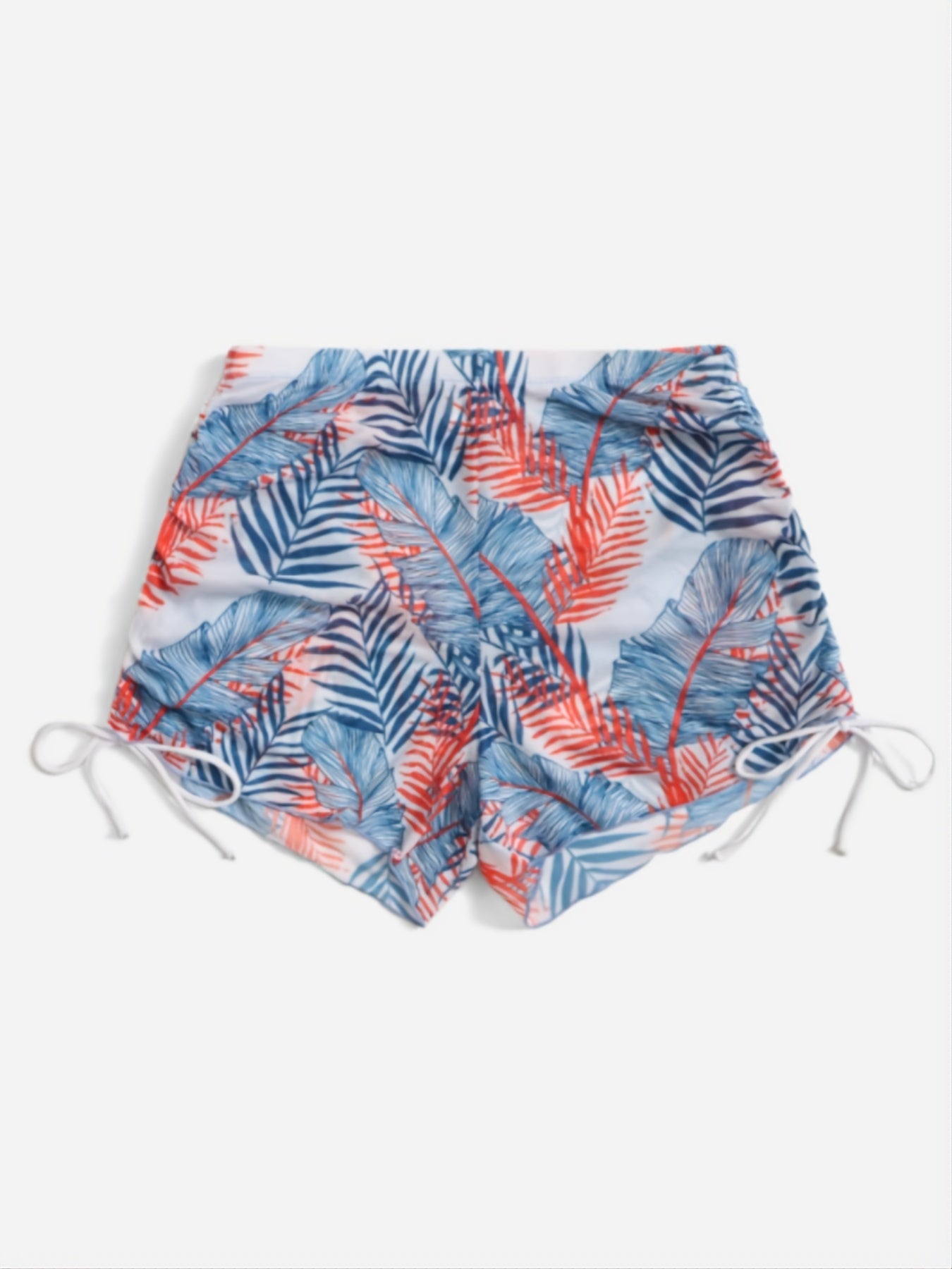 Tropical Plant Print Tie Side Swim Short