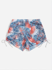 Tropical Plant Print Tie Side Swim Short